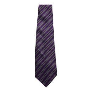 Van Heusen Striped Pattern Purple Gray 100% Silk Necktie